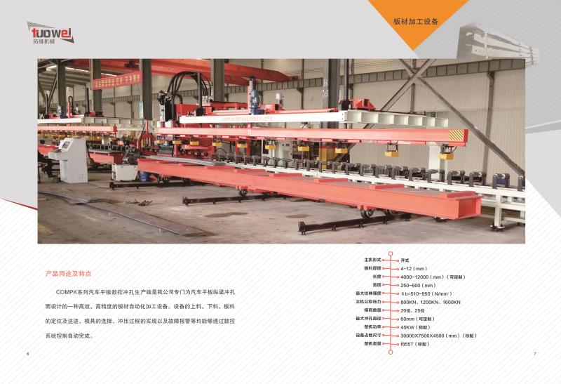山東拓維機械制造有限公司，汽車大梁沖，汽車小梁沖，鋼模板沖孔，鋼模板加工設(shè)備，汽車橫梁沖，數(shù)控平板沖孔機，中厚板數(shù)控沖床，數(shù)控沖鉆復(fù)合機，汽車縱梁沖，縱梁自動化生產(chǎn)線，中厚板沖割復(fù)合機，平地機刀片沖鉆生產(chǎn)線